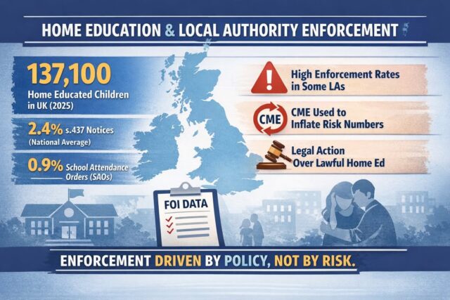 Is your LA listed as one of our top ten worst in the UK?  
Read about the latest home education statistics and how LAs are abusing their powers. 

https://educationalfreedom.org.uk/home-education-data-and-our-findings-las-still-abusing-their-powers/