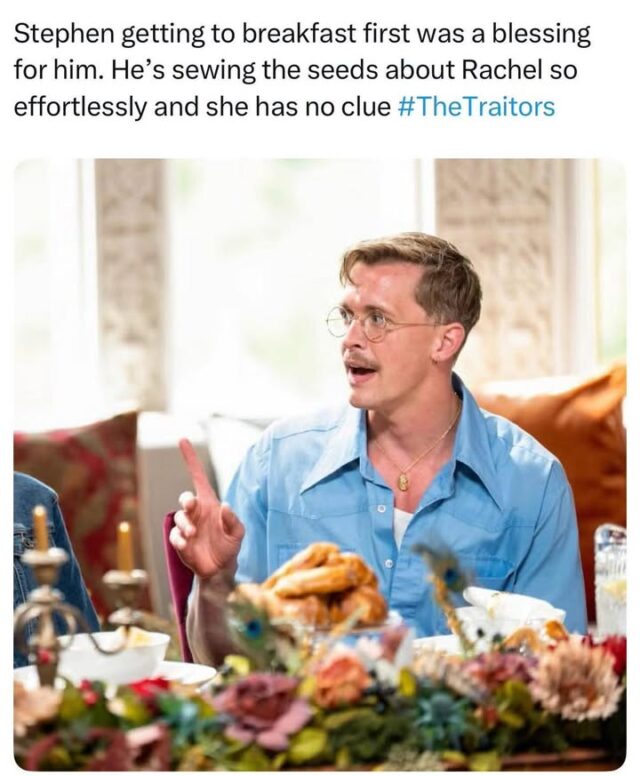 Stephen sowing seeds of doubt against Rachel, is like when the NSPCC share rubbish about home educators being a risk to their children. We’re supposed to be on the same side! We want what’s best for the children, but no, you just go off and make people think we are the problem.  #HomeEducation #TheTraitorsUK #thetraitors #EducationalFreedom