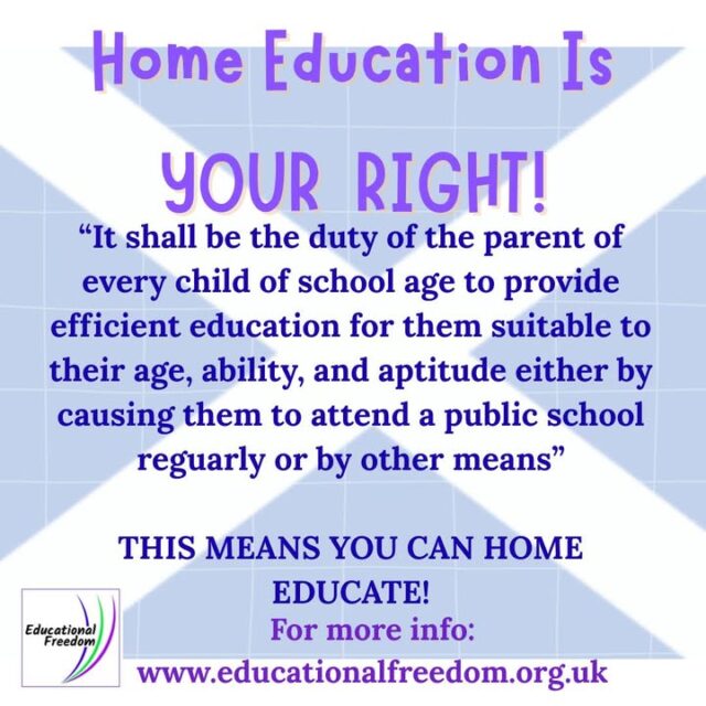 We may primarily provide info for England and Wales, but we do cover Scotland too. We even have our own specialists.
Regardless of where in the UK you are, it is the parents responsibility to ensure the child is educated suitably, that includes home education