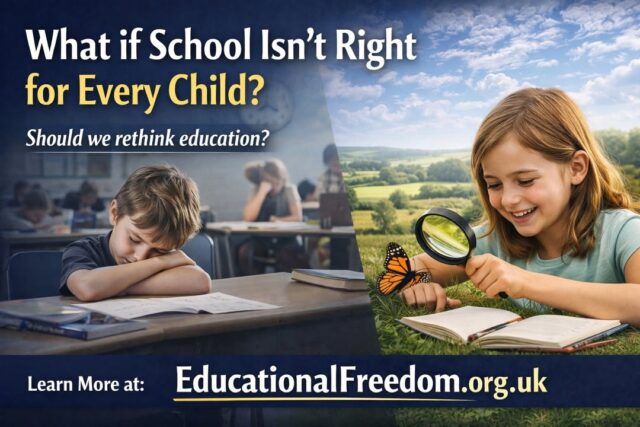 The Question No One Wants to Ask About School

Here is a question that makes many people uncomfortable:

What if school is not the best environment for every child?

For generations, society has treated school as the default — the unquestioned centre of education.

But the growing number of home educating families suggests something important.

For some children, school simply does not .....

https://educationalfreedom.org.uk/the-question-no-one-wants-to-ask-about-school/