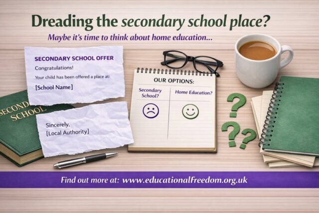 The School Place Offer That Filled Us With Dread

For many families across England, early March brings an important moment: secondary school offer day.

Emails and letters arrive confirming where children will spend the next five years of their lives. Social media fills with excited posts from proud parents celebrating places at popular schools.

But for some families, that message does not bring relief.

It brings a knot in the stomach.

https://educationalfreedom.org.uk/the-school-place-offer-that-filled-us-with-dread/