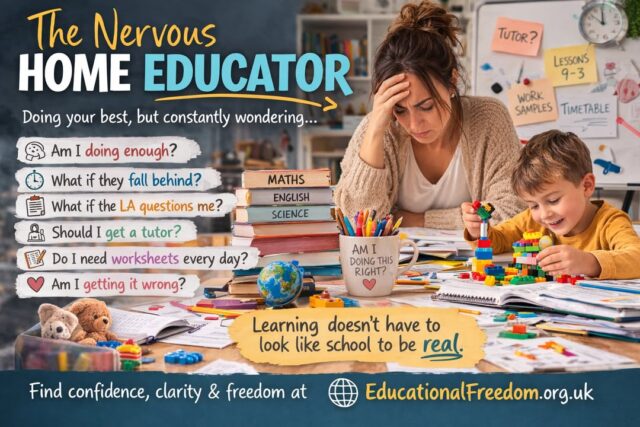 The nervous home educator. 
https://educationalfreedom.org.uk/the-nervous-home-educator/