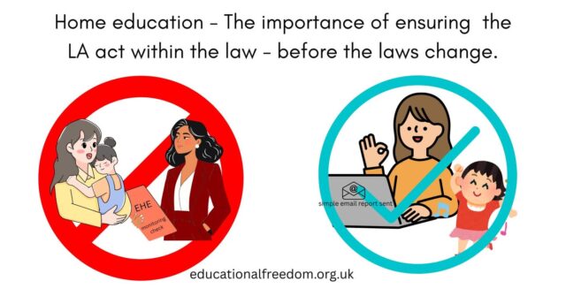Home educators allowing the LA to overstep now does not make things easier in the long term. It creates precedent — both for the LA, and for your own family. This article explains the importance of expecting the LA to act within the law, and the consequences of allowing them to overstep. 

https://educationalfreedom.org.uk/home-education-the-importance-of-ensuring-the-la-act-within-the-law-before-the-laws-change/