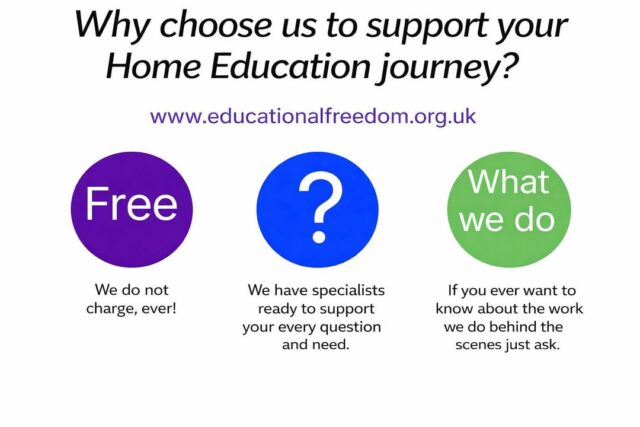 Accurate information helps families make informed decisions and reduces misunderstanding.

If you are new to home education:

Take time to learn about your rights and responsibilities

Speak to a range of home-educating families

Remember that confidence grows with experience

Home education is not about perfection — it is about suitability and care. We offer all this information you need, FOR FREE, at our site - www.educationalfreedom.org.uk