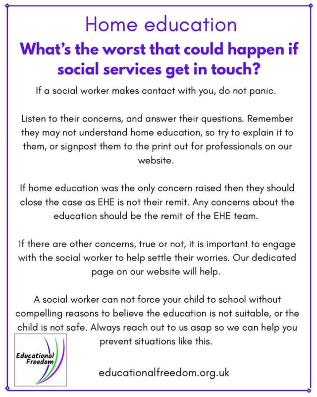 Todays 'What’s the worst that could happen?’ If social services are called.
Many of you are fearful of the consequences to some things, so we thought we’d explain why you shouldn’t be worried.

As always, these images are just short snippets of info, for further detail please read our website, and join our Fb group.