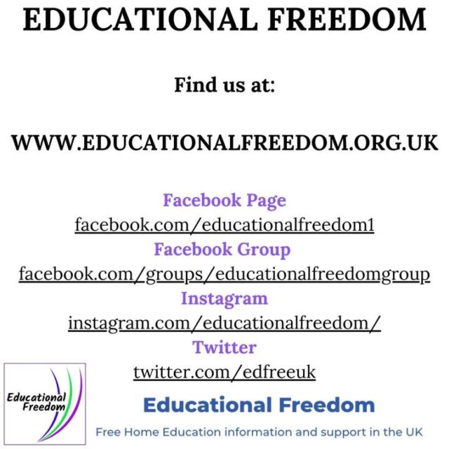 Education doesn’t just happen in a classroom! Home education is an empowering way to ensure your children are getting the best experience for them.⁣ Let Educational Freedom help you. We provide parents with resources and tips needed to provide their children with a unique, custom learning curriculum that fit their needs. Our website is full of everything you need to know and we have a facebook page and a private facebook group to ask any questions. So what are you waiting for? Come and say hi!

Website - https://educationalfreedom.org.uk/
Page- https://www.facebook.com/educationalfreedom1/
Group - https://www.facebook.com/groups/educationalfreedomgroup
Twitter - https://twitter.com/edfreeuk
Instagram - https://www.instagram.com/educationalfreedom/

#homeeducate #homeeducationlife #homeeducationlife #homeedideas #homeeducationadventure #EducationalFreedom #homeeducationfamily
