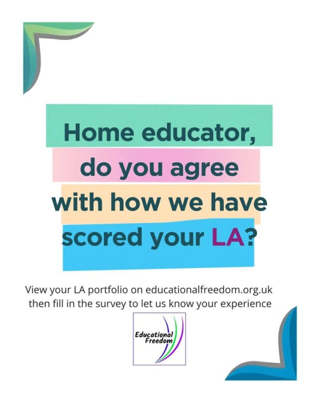 As a home educator it is a bit of an unknown when it comes to dealing with the LA, a mix of stories flying around in groups, some positive, some not... a really good way of knowing how your LA behaves is by reading the LA portfolio on Educational Freedom's website. The portfolios are based on factual information, but your voice needs to be added. You can do that by reading your portfolio and following the link to the survey.