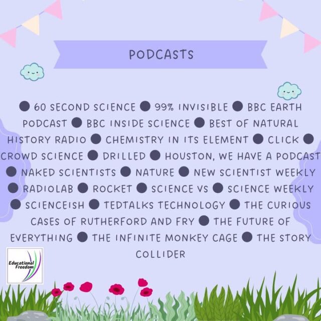 We are often asked for help with science aids - there seems to be less of those around so we have compiled a couple of lists over the next couple of days to help you! Third up is Podcasts. Please do share your favourite home ed podcasts regardless of topic! #ukhomeed #homeeddad #homeedmum #homeedplanning #learningfromhome #homeeducate #homeeducationrocks #homeeducationlife #homeedideas