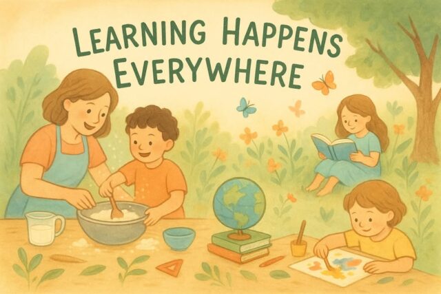Learning Happens Everywhere! 

Education isn’t just about books and classrooms — it’s all around us, every single day. 💛

✨ Cooking teaches maths and science.
🌍 A walk in the park sparks curiosity about nature.
💬 Conversations build language and confidence.
🎨 Creativity flows through play, art, and imagination.

When we slow down and see the world through our children’s eyes, we realise — learning is life itself. 🌈

Let’s celebrate every moment of discovery, big or small! 🌻

#EverydayLearning #HomeEducation #Parenting #LearningThroughPlay #CuriousMinds #FamilyLearning
